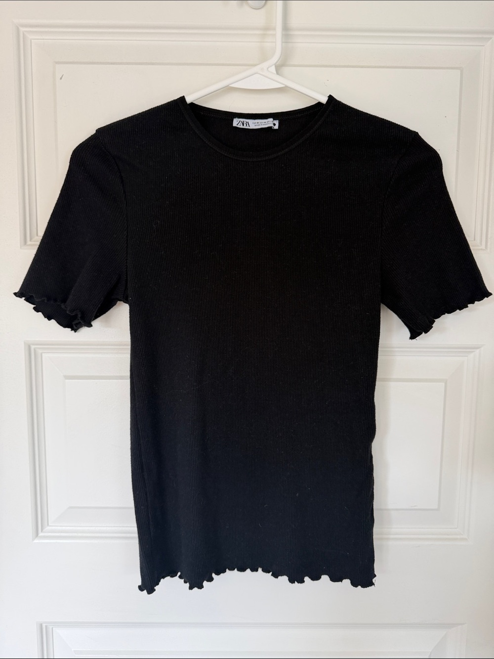 Zara Black Short Sleeve Ribbed Tee